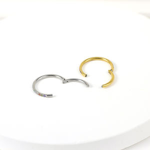 Pendientes de <span class=keywords><strong>labio</strong></span> de 18G de 6mm/8mm/10mm con circonita arcoíris, de acero inoxidable chapado <span class=keywords><strong>en</strong></span> oro de 18K, unisex, <span class=keywords><strong>piercing</strong></span> de nariz, anillo circular articulado de moda - Product Image 5