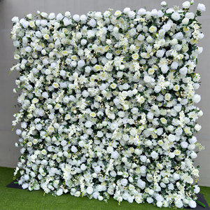 Paneles de Pared de Flores Artificiales Blancas, Decoración de Tela para Bodas, Baby Shower, Cumpleaños, Fondo de Boda, Fotomatón - Product Image 3