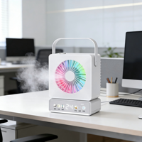Ventilateur de bureau portable pour la maison et le bureau, avec humidification par pulvérisation, mini ventilateur USB, ventilateur multifonctionnel avec musique, couleurs RGB