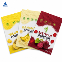 Sachet d'emballage en gros pour poudre de fruits et légumes, à trois soudures latérales, avec encoche de déchirement, pour affichage en magasin de superaliments et produits santé, pochette en aluminium