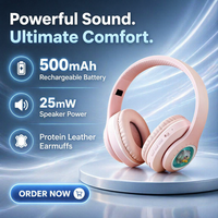 Headset Anak Berbahan Kulit Protein, Desain Kapsul Luar Angkasa Beruang Kartun Lucu, Dapat Dilipat, Mode Ganda Nirkabel & Kabel, Stereo
