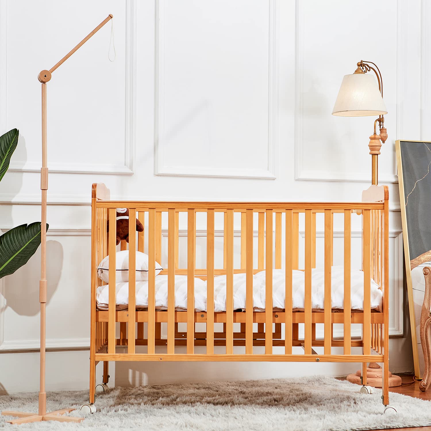 INTVN DIY Houten Mobiele Frame Voor Ambachten Natuurlijke Hout Mobiele Hanger Mobiele Kit Houten Kralen Windklokken Bell Room Home Decor Frame Crib Gift Voor Kinderen 17 Stks