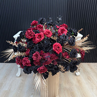 Bola Bunga Burgundy dan Hitam 50CM 80CM Bola Bunga Boho Mawar Buatan Dekorasi Tengah Meja