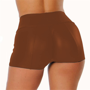 Shorts de Cuero para Mujer, Tallas Grandes, Estilo Club Nocturno, Cintura Alta, Color Sólido, con Botones, Negros, Moda Verano - Product Image 4