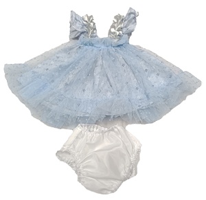 Nouvelle Robe de Princesse en Tulle Bleu Style Occidental <span class=keywords><strong>pour</strong></span> Poupée Bébé de 22 Pouces/55 cm - Product Image 1