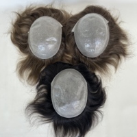 Perruque 100% Cheveux Humains Bruts Indiens Remy pour Hommes, Toupet à Base Fine en PU avec Boucles en V, Densité 130%-140%, Système de Remplacement Capillaire pour la Perte de Cheveux