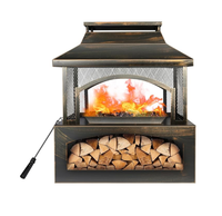 Fournisseur direct d'usine, foyer extérieur portable en acier inoxydable noir et or de haute qualité, moderne, pour utilisation en jardin