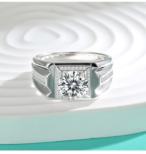Fashion Korean Style Hot Selling 925 Silver <strong>3</strong> <strong>Carat</strong> Moissanite Wedding <strong>Rings</strong> for Men - Product Image 2