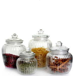 Tarro de cristal al por mayor con rayas verticales para mermelada, granos y frutos secos, con tapa de cristal, 650ml, 1250ml, 2000ml, 2200ml - Product Image 2