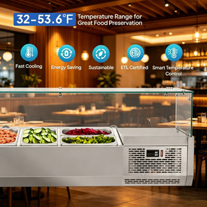 Refrigerador <span class=keywords><strong>de</strong></span> mostrador con vitrina para preparación <span class=keywords><strong>de</strong></span> ensaladas, ideal para cafeterías y <span class=keywords><strong>restaurantes</strong></span>, mantiene los ingredientes frescos y visibles - Product Image 2