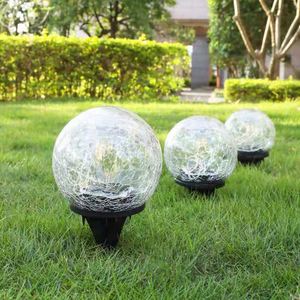 Outdoor <b>Solar</b> <b>Powered</b> Crackle Ball Garden <b>Lamp</b> IP65 Weatherproof No Wiring Needed <b>Solar</b> Path Light for Landscape Decoration - Product Image 1