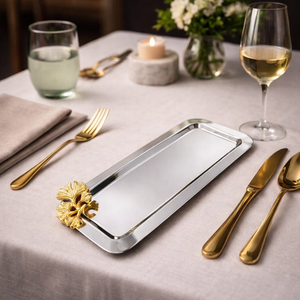 Plateau de service en acier de qualité supérieure pour hôtel de luxe, plateau de service antique - Product Image 2