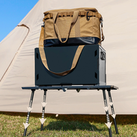 Table de camping pliable en aluminium réglable en hauteur, portable, à quatre plis, détachable, multifonctionnelle, extensible, pour barbecue et pique-nique