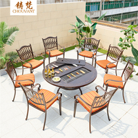 Meubles de jardin modernes, tables et chaises de salle à manger en aluminium coulé pour barbecue, finition thermolaquée, pour hôtel, villa, cour, parc