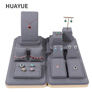 Expositor de Joyería Huayue Personalizado, de Microfibra Gris de Lujo, para Pendientes, Anillos, Collares, Pulseras, con Forma de Busto - Product Image 5