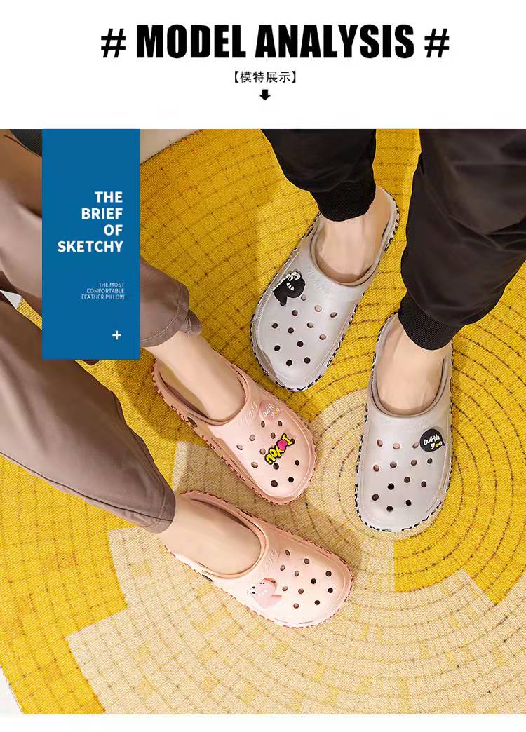 Summer Beach Flip Flop heart printed EVA Upper Slippers Sandals Unisex Clogs Hole shoes