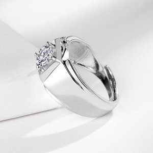 모조 Moissanite 신랑 남자의 반지 고급스러운 전체 지르콘 약혼 오픈 반지 남성용 스파클링 검지 반지 - Product Image 3