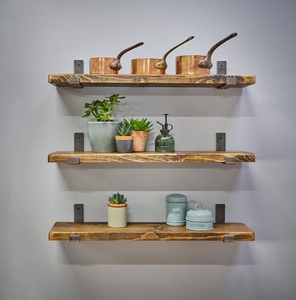 228*120mm Industrial Handmade Rustic Shelf Bracket Reclaimed Scaffold Board <strong>Shelves</strong> Solid Complete with Brackets Bookshelf - Product Image 4