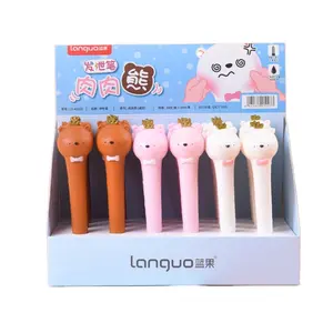 Languo 사랑스러운 곰 상승 부드러운 짜기 젤 펜 부드러운 리바운드 쉘 블랙 젤 0.5mm 잉크 펜