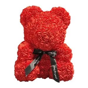 Factory 25Cm 40Cm Valentine'S Day Gift Rose Bear Gift Flower Teddy Bear With Rose Realistic Rose Bear