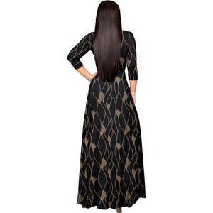 Robe longue maxi à manches courtes et col en V à imprimé léopard écologique grande taille pour femmes avec ceinture tendance chic élégante - Product Image 3