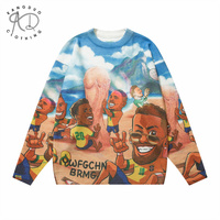 KD Fabricant de tricot OEM ODM Personnalisable Motif de dessin animé à manches longues Pull en coton imprimé Tricots Pull pour hommes