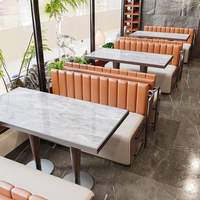 Sillas y Mesas Semicirculares Modernas de Alta Calidad para Restaurantes, Conjuntos de Muebles para Cafeterías y Comercios