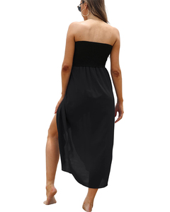 Nuevo diseño de moda, ropa de verano para mujer, vestido sin tirantes con abertura frontal, vestidos largos sexis - Product Image 1