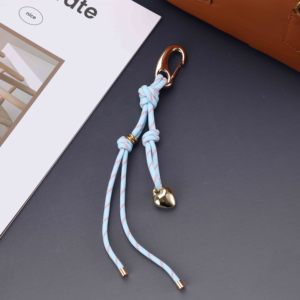 <strong>Customization</strong> Graceful Sleek Clean-lined <strong>Light</strong> Blue Patterned Rope Knot Heart Shaped Decoration Metallic <strong>Key</strong> <strong>Chains</strong> Bag Charms - Product Image 1