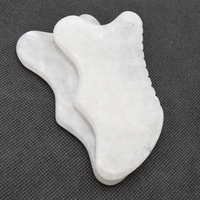 Pierre de Gua Sha en Jade Blanc, Outil de Guasha en Cristal pour SPA, Outil de Lifting du Visage, Élimination des Rides