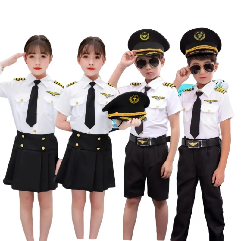 어린이 원피스 의상 아이 척 놀이 세트 어린이 파일럿 역할 놀이 의상 옷