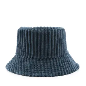 قبعة شكل الدلو من corduroy مخصصة قبعة بشعار مخصص قبعة شكل الدلو مخصصة بمقاسات كبيرة