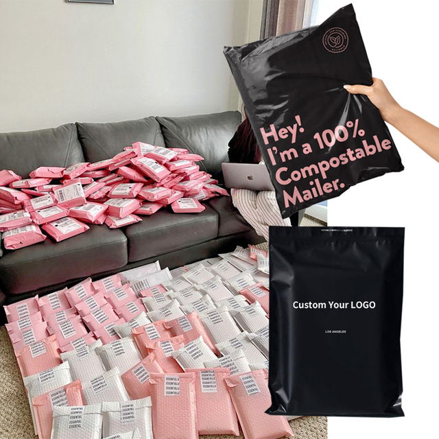 Custom LOGO Shop Online Sales Recycled Black Poly Mailers 6x9 10x13 Clothing Self Sealing Express Envelopes Shipping Bags
