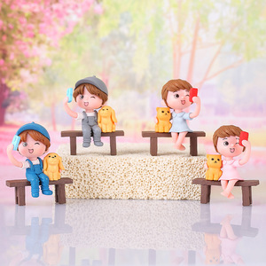 PVC Figurines Couple Mini Benches Cake Toppers Valentine'S Day Desktop Decorations Handmade - Product Image 2