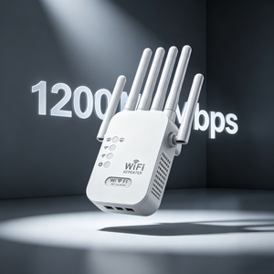 Repetidor <span class=keywords><strong>WiFi</strong></span> Inalámbrico <span class=keywords><strong>de</strong></span> 1200Mbps, <span class=keywords><strong>Amplificador</strong></span> <span class=keywords><strong>de</strong></span> Señal <span class=keywords><strong>WiFi</strong></span>, Router <span class=keywords><strong>de</strong></span> Red 5G <span class=keywords><strong>para</strong></span> Interiores con Relé WPS y Extensor <span class=keywords><strong>WiFi</strong></span> <span class=keywords><strong>para</strong></span> el Hogar - Product Image 1