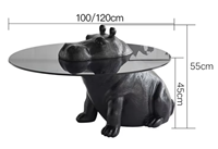 Dareko créatif italien haut de gamme minimaliste hippopotame table basse en verre trempé meubles de maison modernes modélisation animale personnalisée