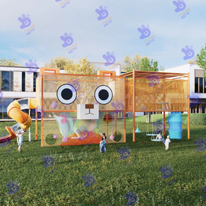 Estructura de Juego de Red de Cuerda de Plástico con Forma de Oso de Dibujos Animados, Equipo de Juego Infantil para Exteriores Ecológico y Seguro, Tobogán, Columpio, Red de Escalada para Parque - Product Image 1
