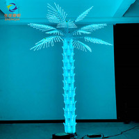 Großhandel Kunststoff-Dekorationen für H:3m Grüne Blätter LED Künstlicher Palmenbaum und LED-Kokosnussbaum-Beleuchtung