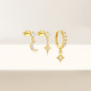 CANNER 3pcs/<b>set</b> S925 Sterling <b>Silver</b> Star <b>Stud</b> <b>Earrings</b> Hoop <b>Earrings</b> <b>Set</b> for Women - Product Image 3