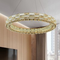 Lustre en verre de luxe léger en titane doré, bande lumineuse LED contemporaine pour plafond, salon, chambre, salle à manger, hall