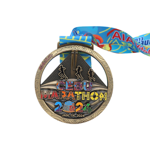 Medallas de Maratón Deportivas Modernas Personalizadas al por Mayor, Chapado en Bronce Antiguo, Imitación de Esmalte Duro, Color Irregular - Product Image 6