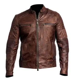 Wholesale customized windproof leather jacket for men
