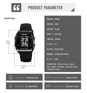 <span class=keywords><strong>Reloj</strong></span> de Pareja SKMEI 2409-2410, NUEVO, <span class=keywords><strong>Reloj</strong></span> <span class=keywords><strong>Digital</strong></span> Unisex con Correa de Silicona, Cronómetro Rectangular, <span class=keywords><strong>Reloj</strong></span> Deportivo - Product Image 4