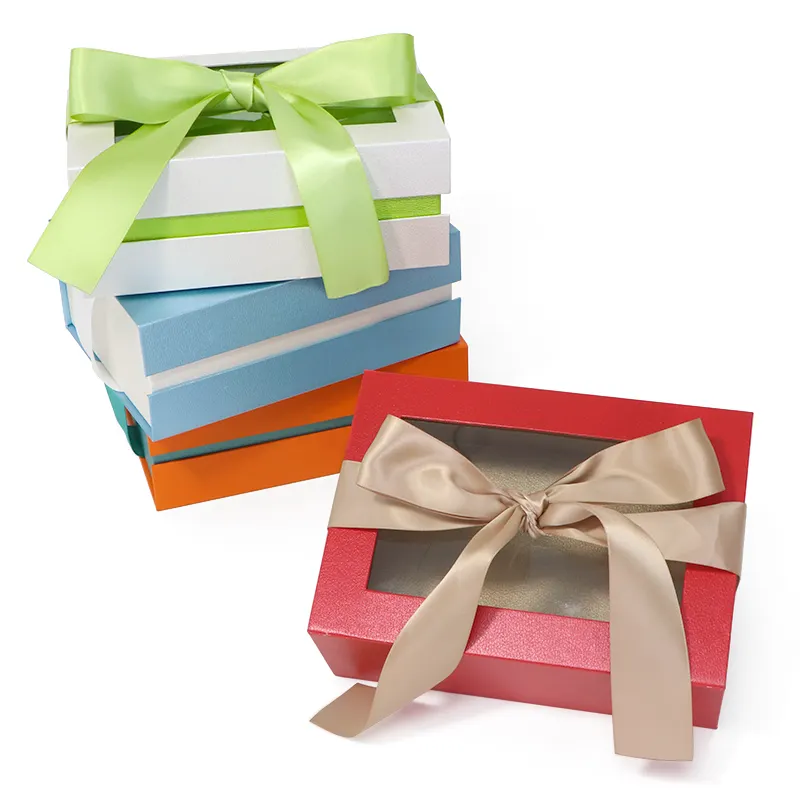 Роскошный прямоугольник Флип Топ магнитный подарок на день рождения бумажная упаковочная коробка с окном