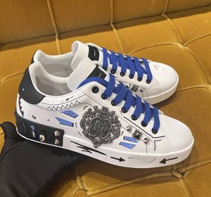 Zapatillas Unisex WITHCOCO con Cordones en el Tobillo, Diseño de Parches, Insignias Pintadas a Mano, Tachuelas, Parte Superior de Cuero Genuino, Aumento de Altura - Product Image 2
