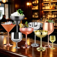 Verre à cocktail classique en acier inoxydable RTS, design gravé, verre à martini haut de gamme, écologique, réutilisable, durable, de haute qualité, pour le glace