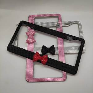 Marco para Placa de Matrícula Estándar Estadounidense, Marco para Placa de Matrícula de Acrílico con Cristales y Adorno de Lazo, Marcos para Placa de Matrícula Personalizados - Product Image 3