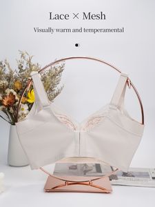 Soutien-gorge sans fil personnalisé, soutien-gorge en dentelle florale pour femmes, confortable, sans armatures, bonnet 3/4, fin, pour poitrine généreuse, gros seins, soyeux, sexy - Product Image 2
