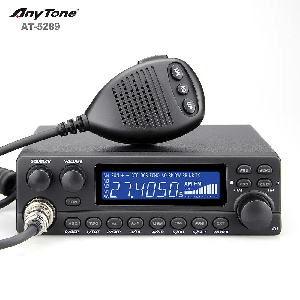 ANYTONE Radio CB kekuatan tinggi 50W, Radio AM FM 27Mhz dipasang di kendaraan Walkie Talkie dengan fungsi gema saluran darurat