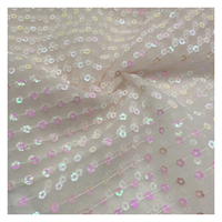 Tissu à paillettes de broderie en maille 100% polyester 60g/m2 pour robes de mariée, vente de luxe